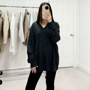 Polo Ralph Lauren Slim Fit V-Neck Wool Blend Long Sleeve Sweater in Dark Grey